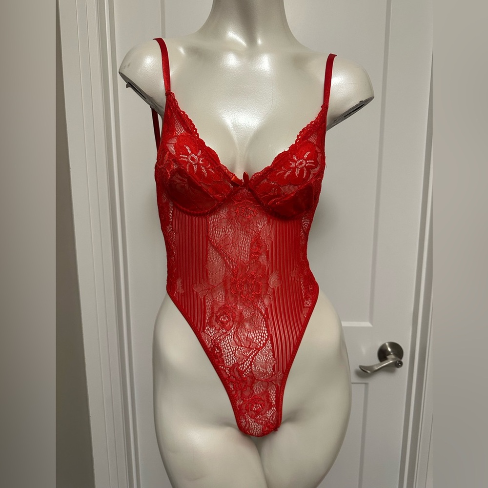 Victoria’s Secret lingerie one piece teddy red lace